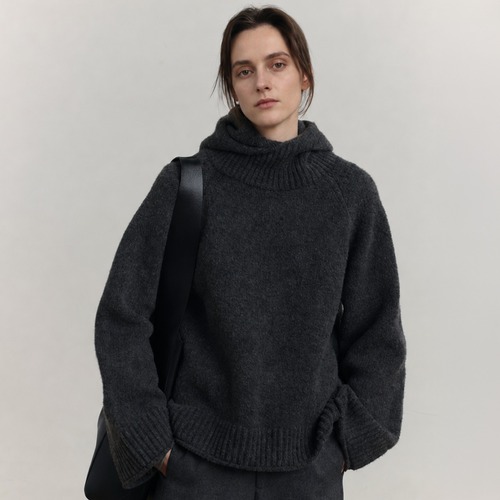 Hooded knit pullover A00263