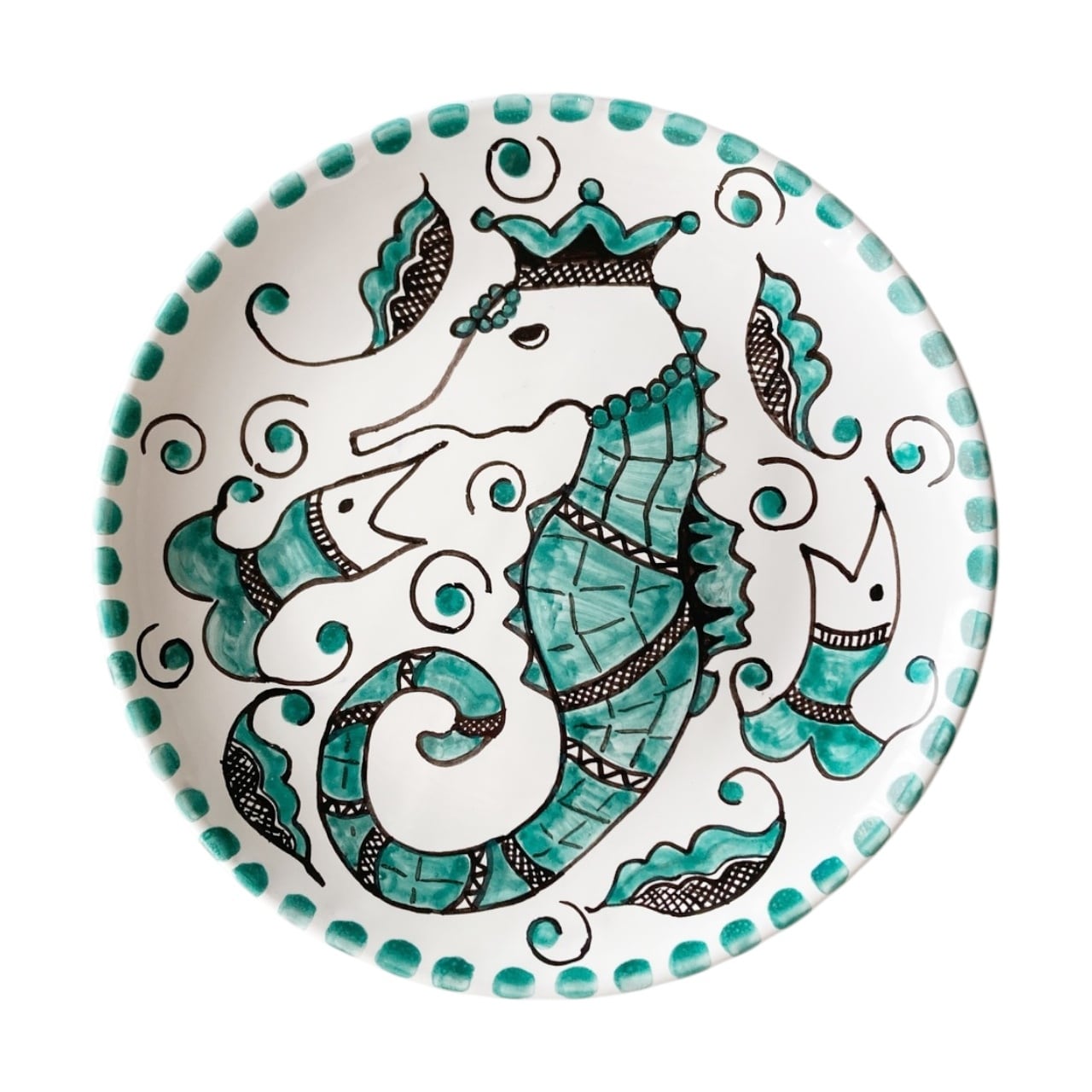 絵皿 20cm CRC033 マヨリカ焼き タツノオトシゴ イタリア陶器