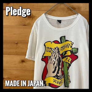【piedge】日本製 プリント Tシャツ イラスト ダメージ加工 L相当 古着