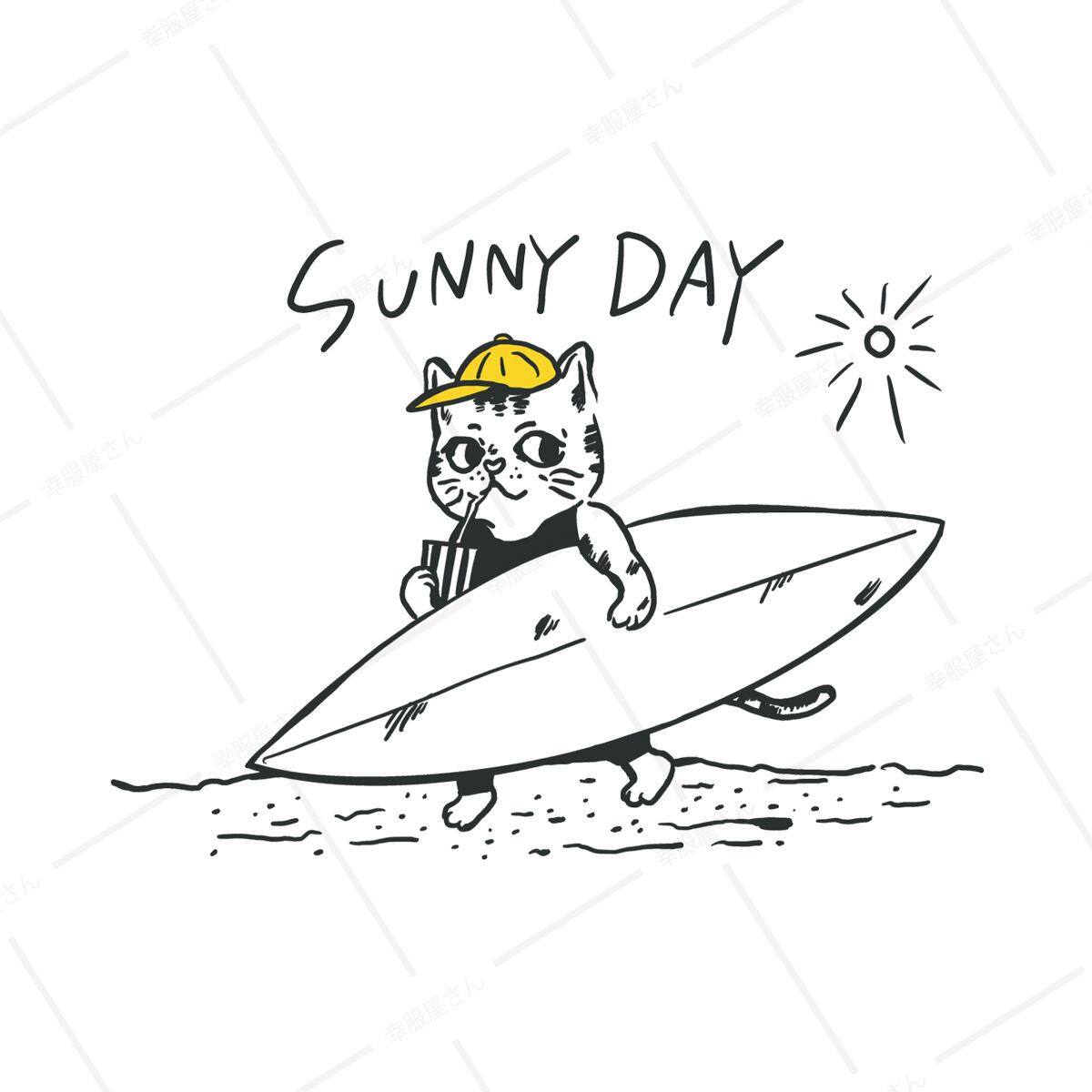 SUNNYDAY 猫 ネコ Tシャツ cat48 手描きイラスト 猫服 ゆるキャラ ねこ柄 猫柄