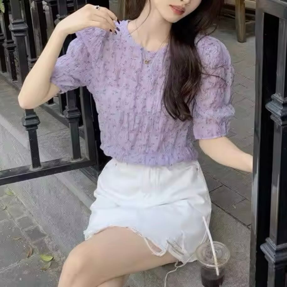 花柄シフォンブラウス