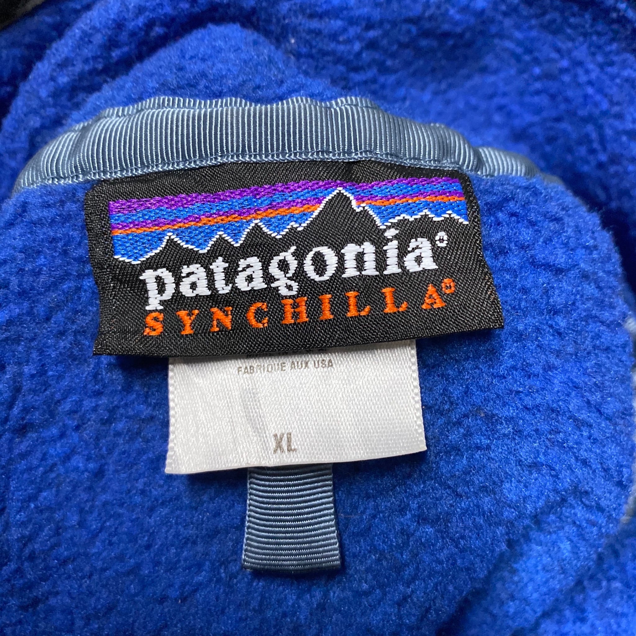 USA製 Patagonia パタゴニア SYNCHILLA シンチラ スナップT フリースプルオーバー ブルー 青色 メンズXL 古着  【アウトドアジャケット】 cave 古着屋【公式】古着通販サイト