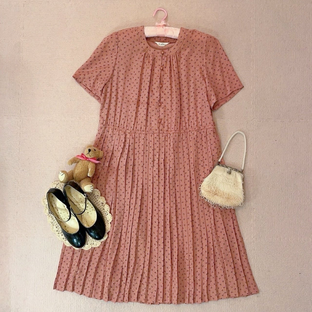 mini heart pleats one-piece