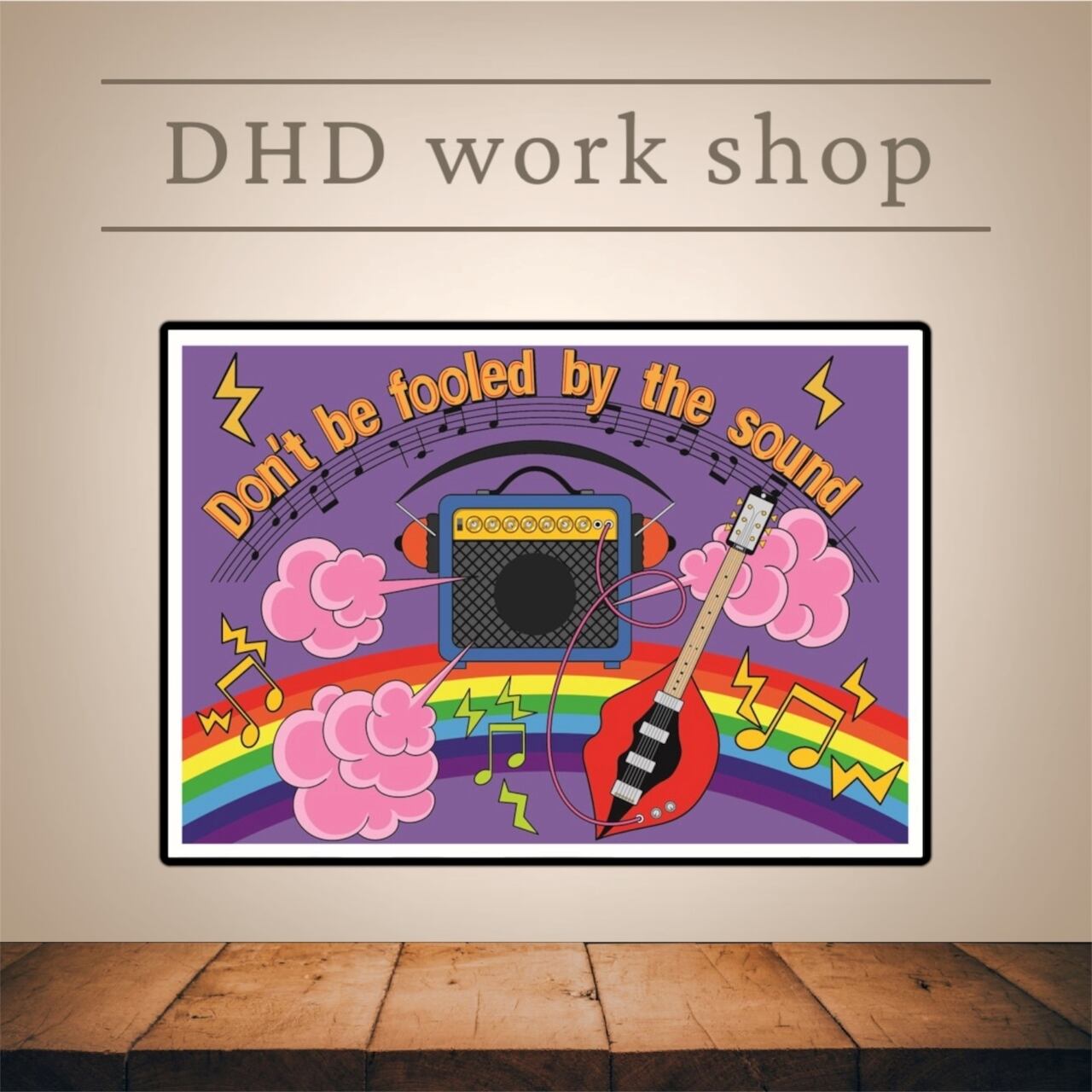 DHD(M)023【フレーム付きインテリアポスターA2　アンプ】