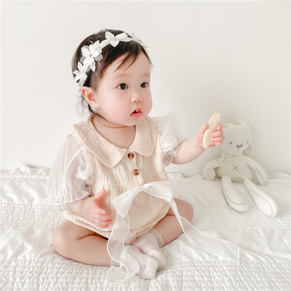 サマー半袖スリーブリボントライアングルロンパース オールインワン ショート ハーフスリーブ 夏物 超面白いベビーショップ49193628660