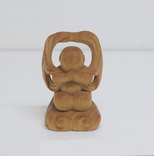 京仏師　松本明慶作　「合掌童子」箱なし　木彫り　