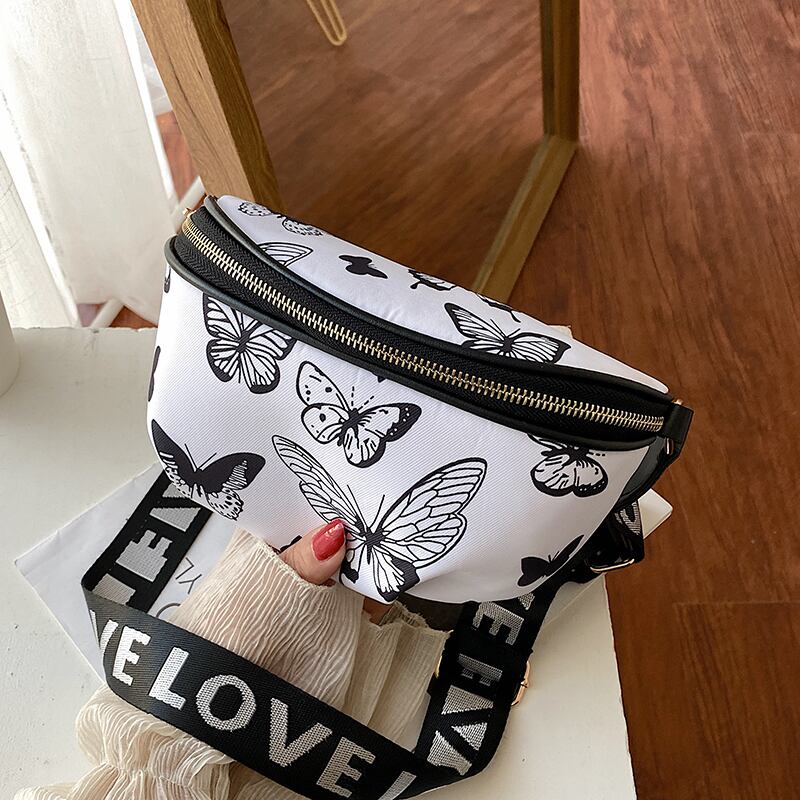 人気のスモールバッグ女性2020新しいトレンディなファッション野生の落書きメッセンジャーバッグ胸バッグニッチデザインエインウエストバッグ Tiancai_Wing_Bag7922155