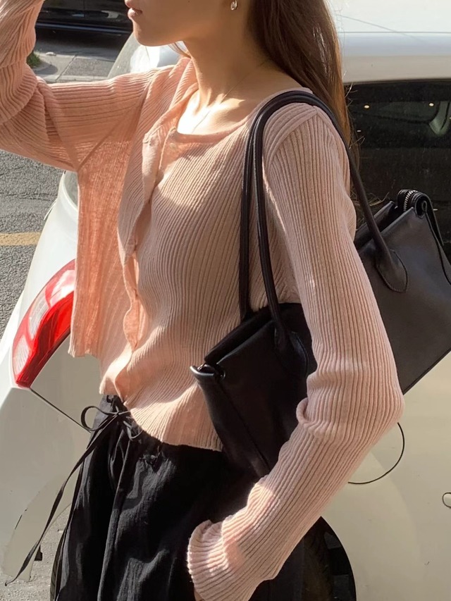 (予約) ounce / Lin rib cardigan 3color