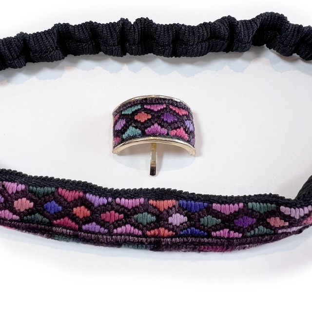グアテマラ手織り hairband setーblack pink-4