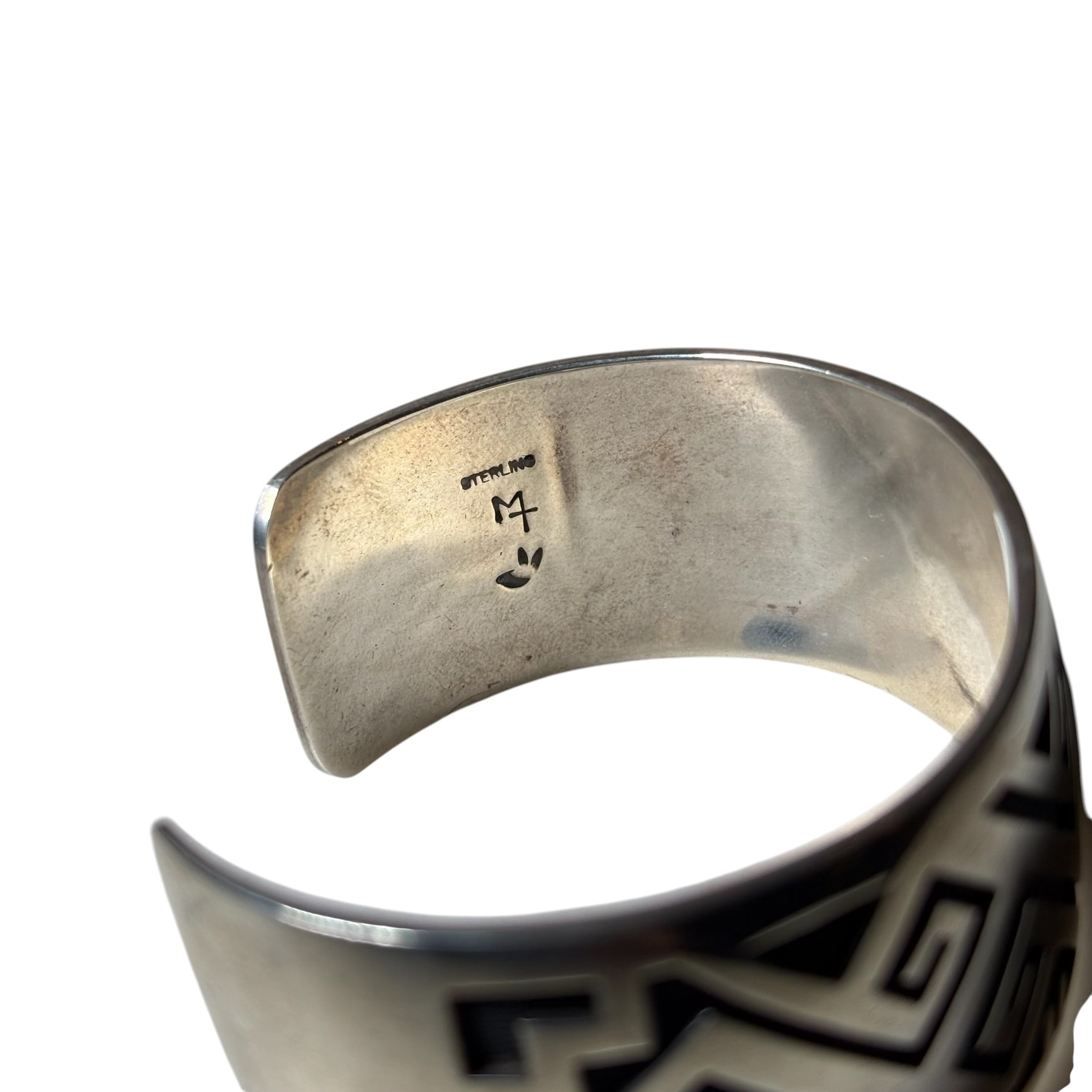 Hopi Mark Tawahongva silver overlay bangle “water symbol” | NOIR