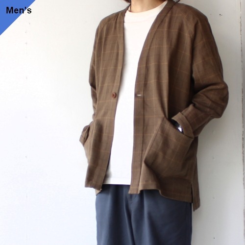 weac. HATENA CARDIGAN イージーシャツカーディガン （Beige Check）