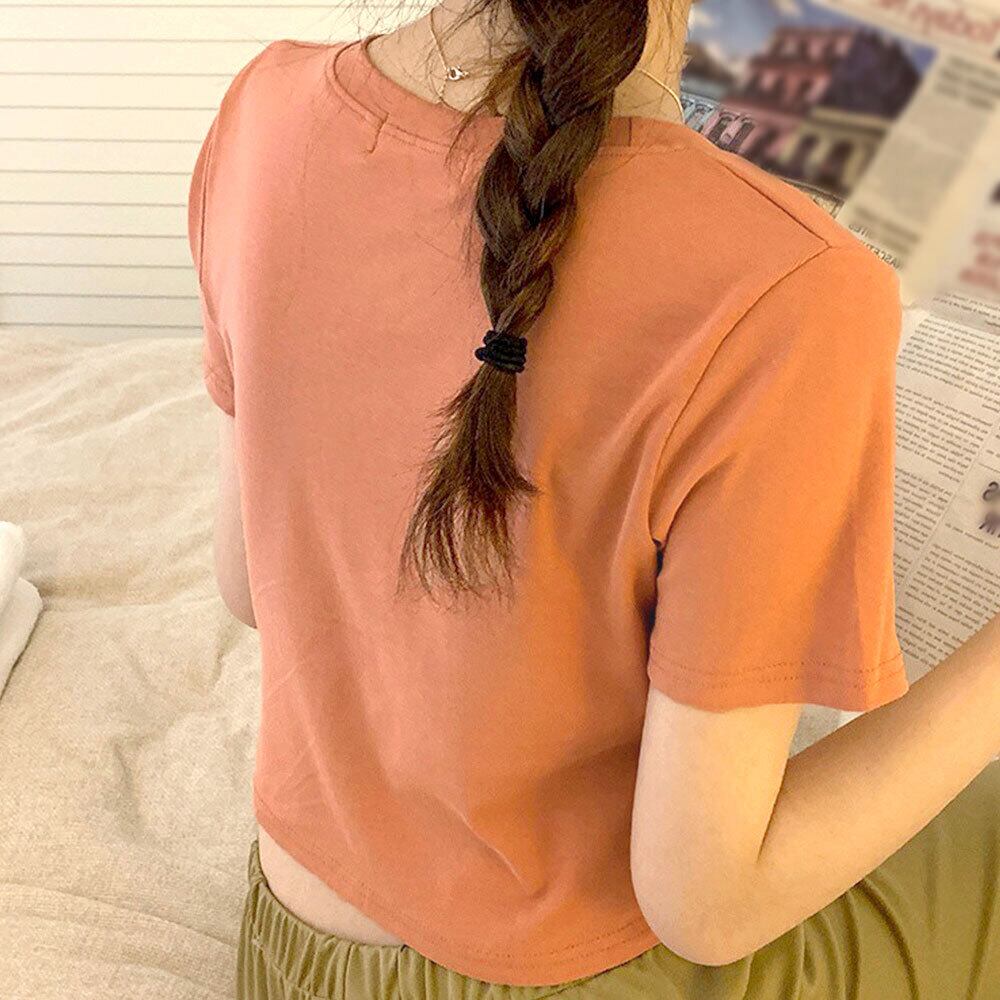 ショート丈 Tシャツ レディース 韓国 へそ出し トップス 春夏秋 大人 かわいい おしゃれ カジュアル 半袖 シンプル 無地 大人可愛い 大人女子