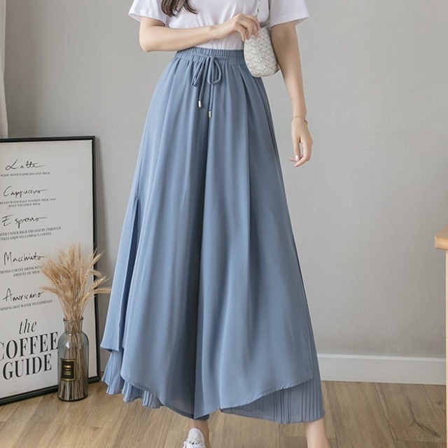 シフォンフレアプリーツパンツ