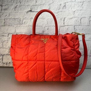 PRADA プラダ  三角プレート ２WAY ナイロン トートバッグ オレンジ A-9829
