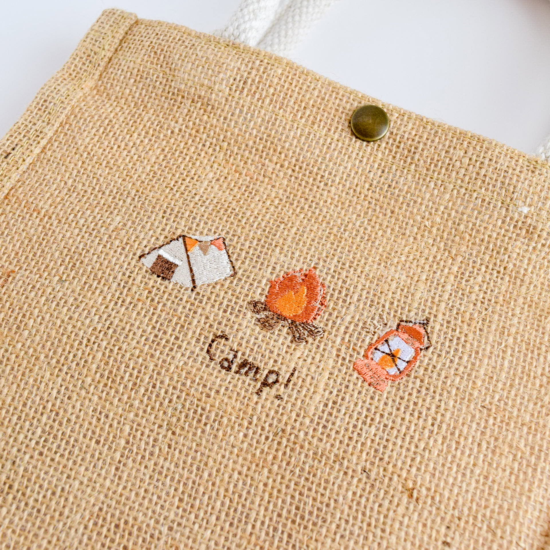 Camp!!刺繍ジュートバッグ 《ミニ》 ショルダー 2way キャンプ