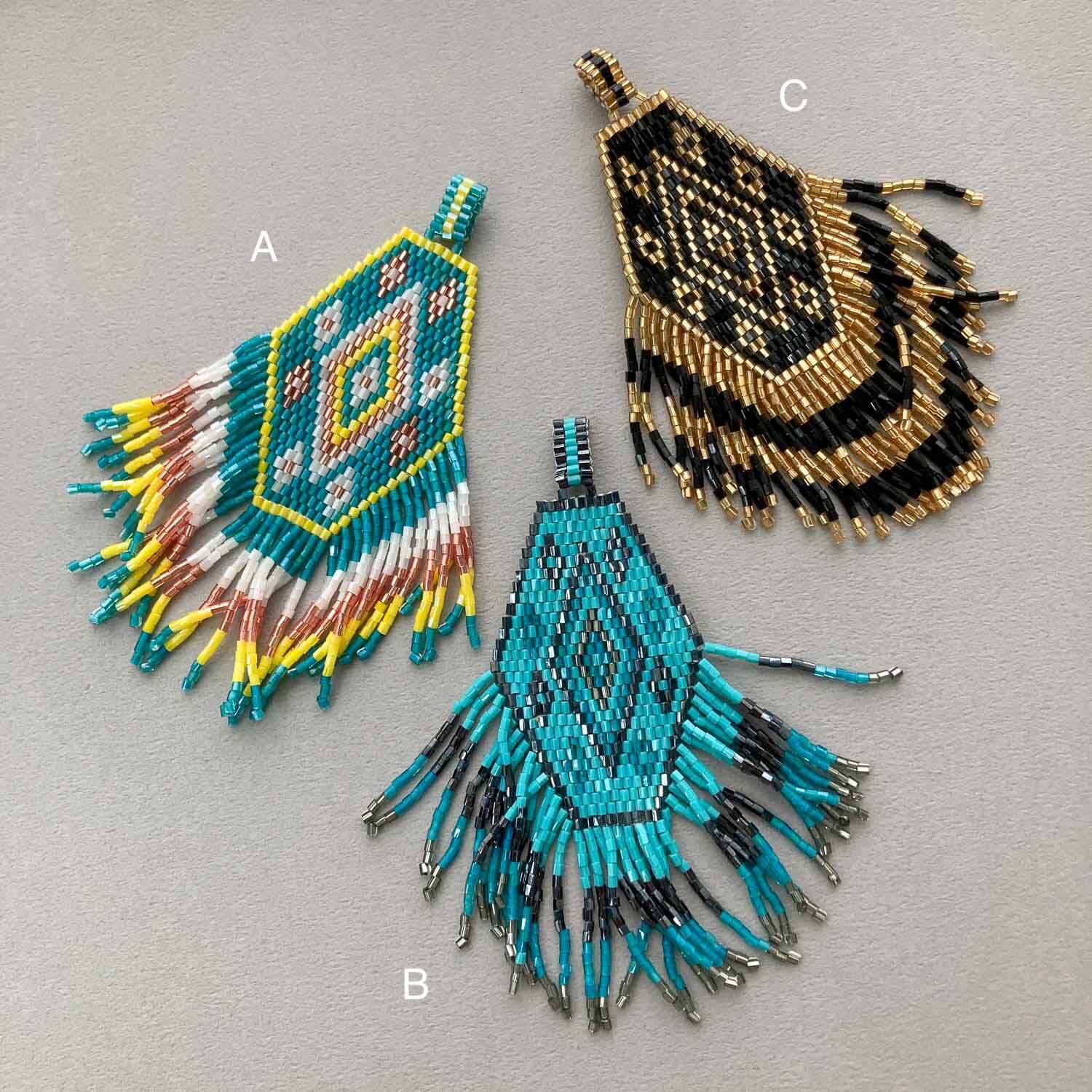 カラフル幾何学模様大ぶりビーズタッセル | Dua-アクセサリーパーツ