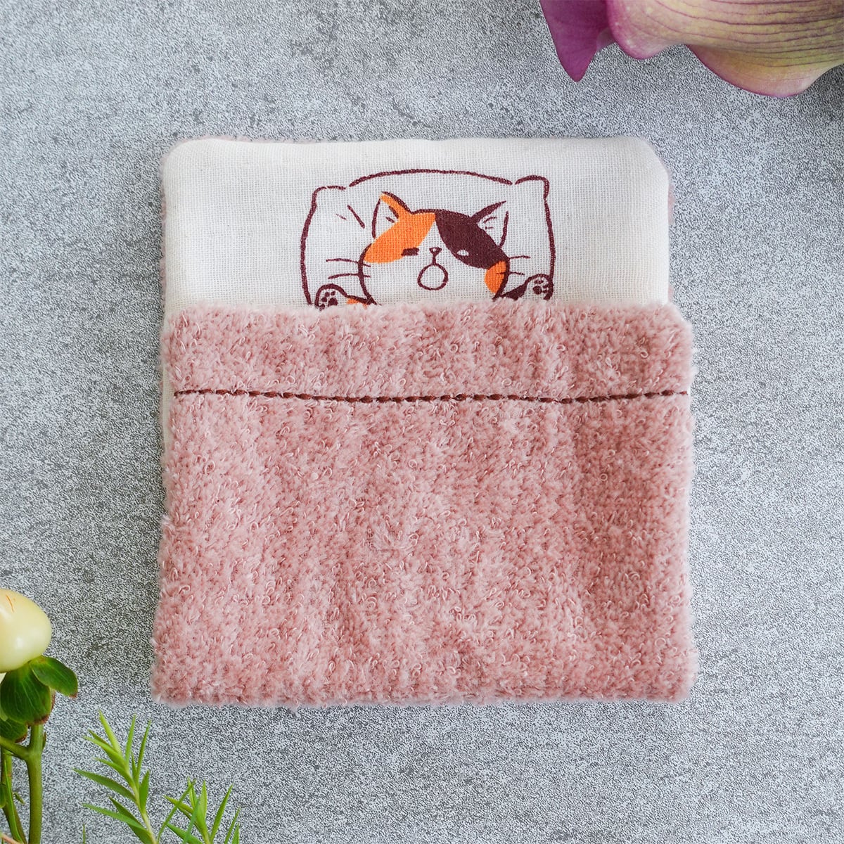 ゆー様おまとめ⭐️ふわふわガーゼハンカチ⭐️おとぎの国の猫と仲間たち☆月明かり 4重ガーゼとふわふわタオルのハーフサイズハンカチ（ブルーグレー