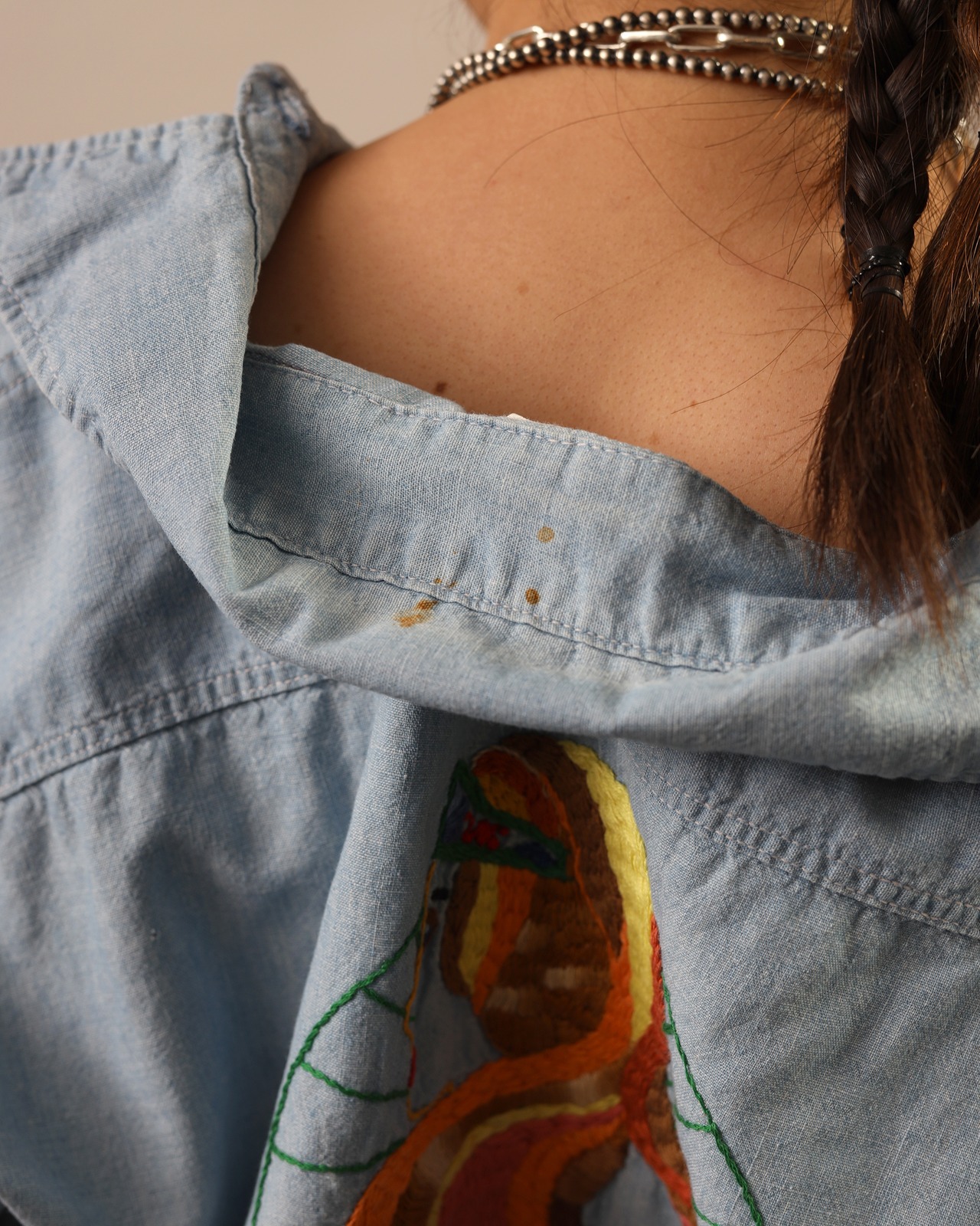 1970-80's C.R.Anthony Co. BUCKHIDE / Hand Embroidery Shirt