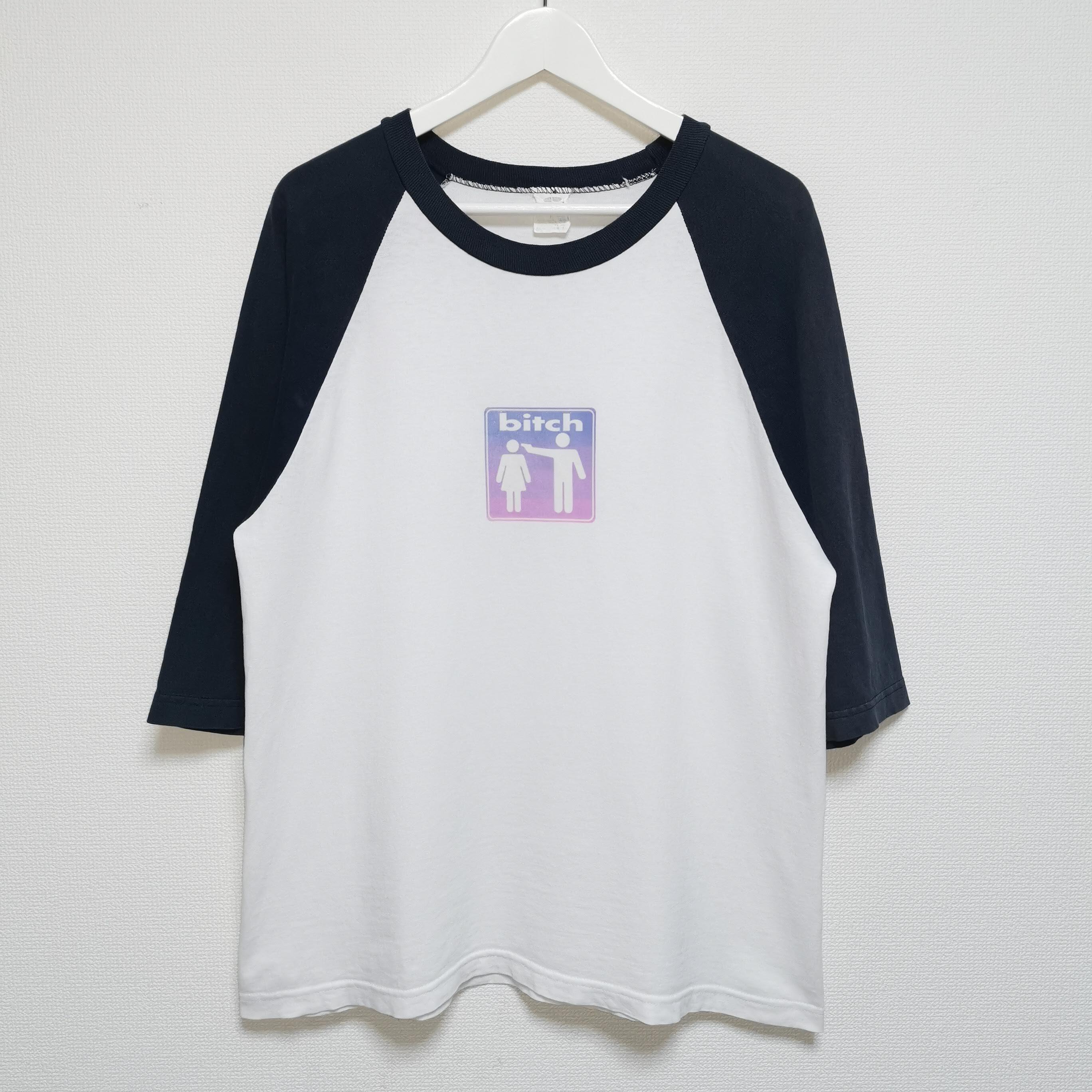 送料無料 L 90s bitch skateboards ビッチ 七分 Tシャツ USA製 