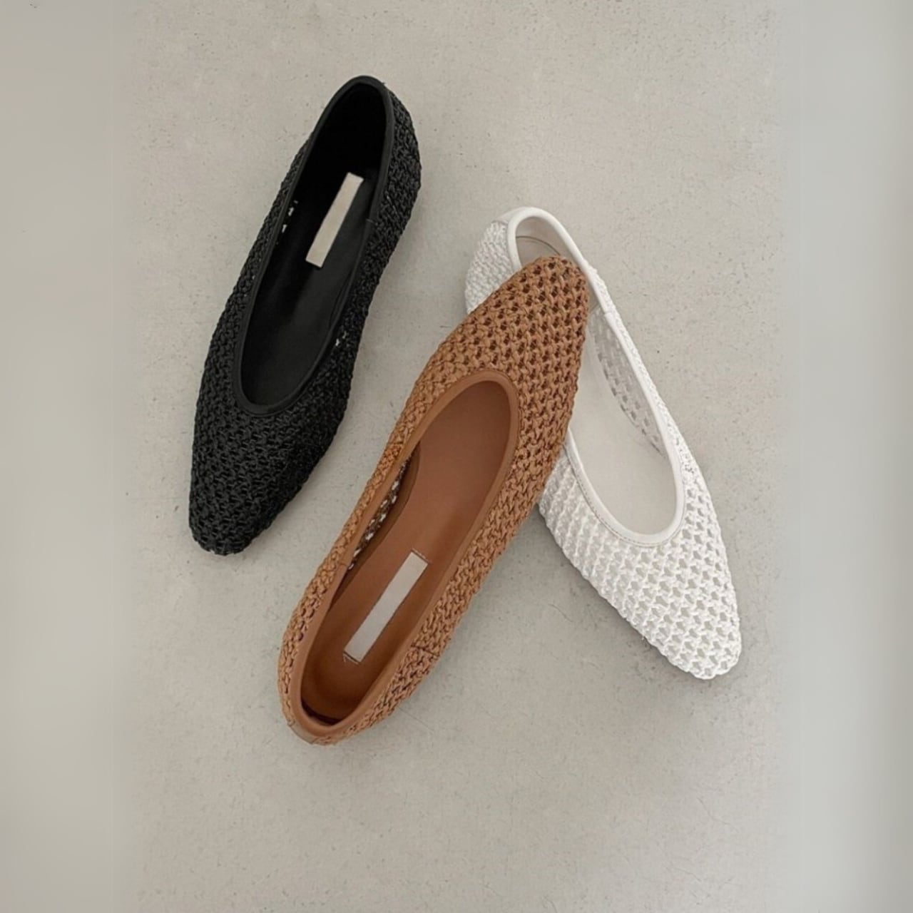 メッシュ編みポインテッドトゥバレエシューズ 00680