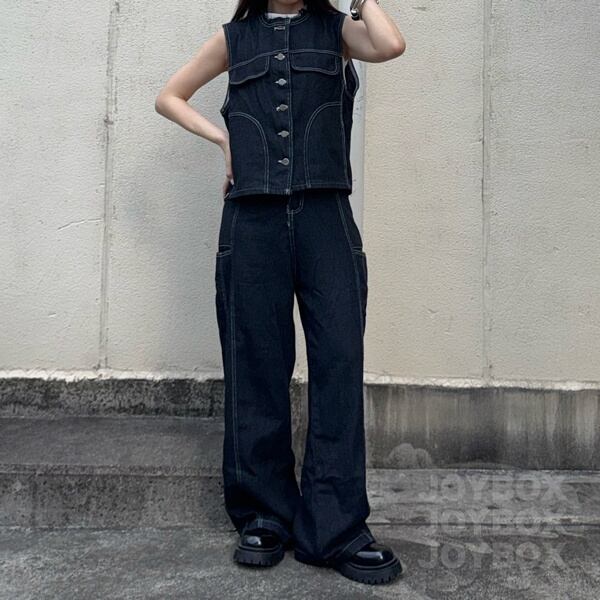 デニム セットアップ ベスト パンツ 韓国 ストリート系 ダンス 衣装 K