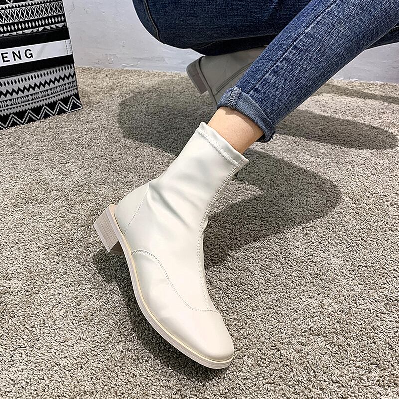 レッド薄手ブーツオータムカラーカジュアルショート 靴 シューズ 秋物 ピュア フェイクシューズ74774954413