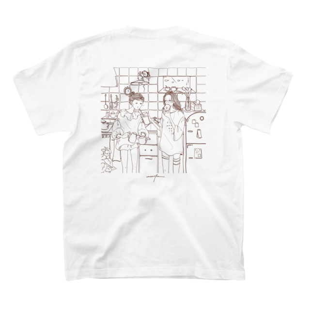 big silhouette illust  T-shirt / White