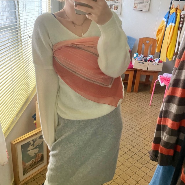 90s～ pure  white knit