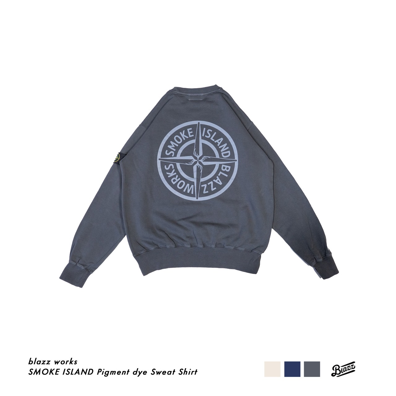 SMOKE ISLAND Pigment dye Sweat Shirt [Shadow]