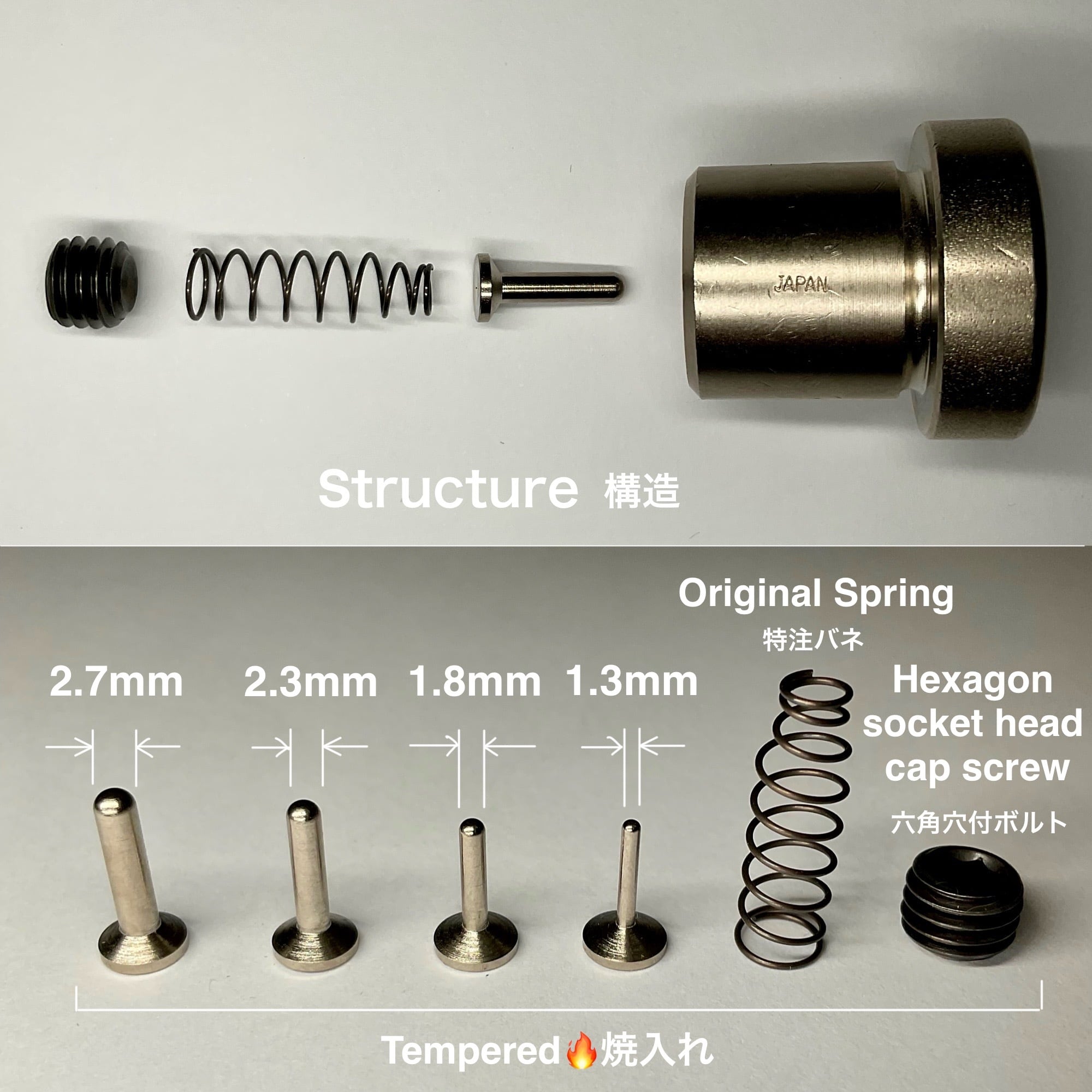 ハンドプレス打駒 (片面カシメ 極小 4.6mm)【上下駒セット】Peacock