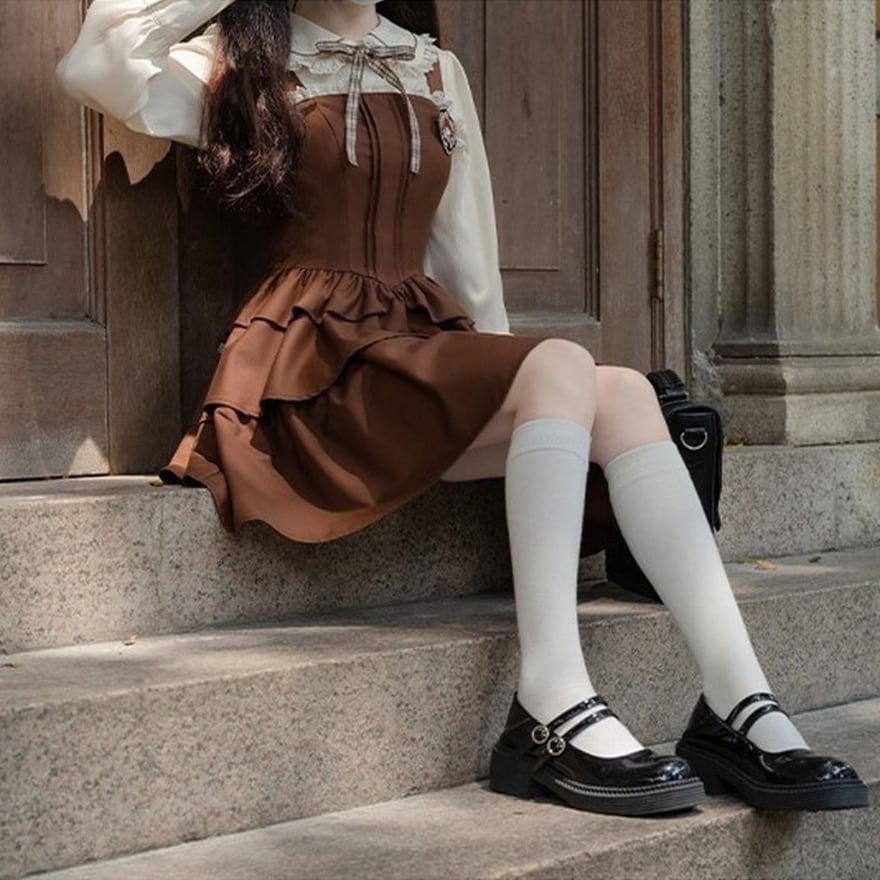 森ガール フレンチガーリー セットアップ 学園風 量産型 バックリボン