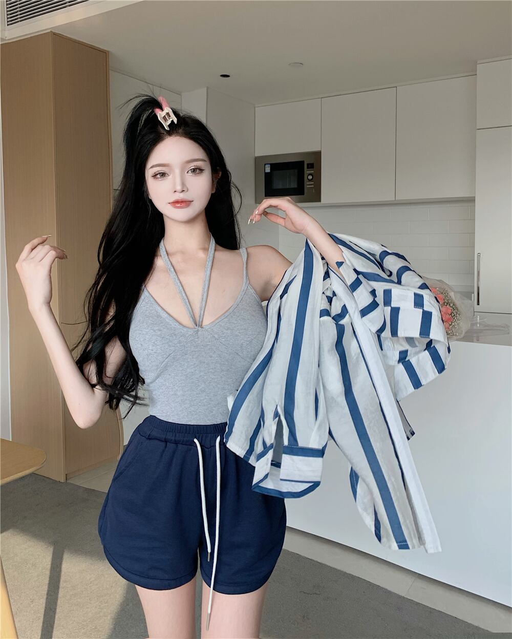 サマーグレーショートトップス 夏物 ヨーロピアン ブラックストロベリース29638902860