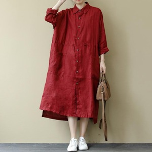【再入荷】バックロングテール　シャツワンピース N WP114