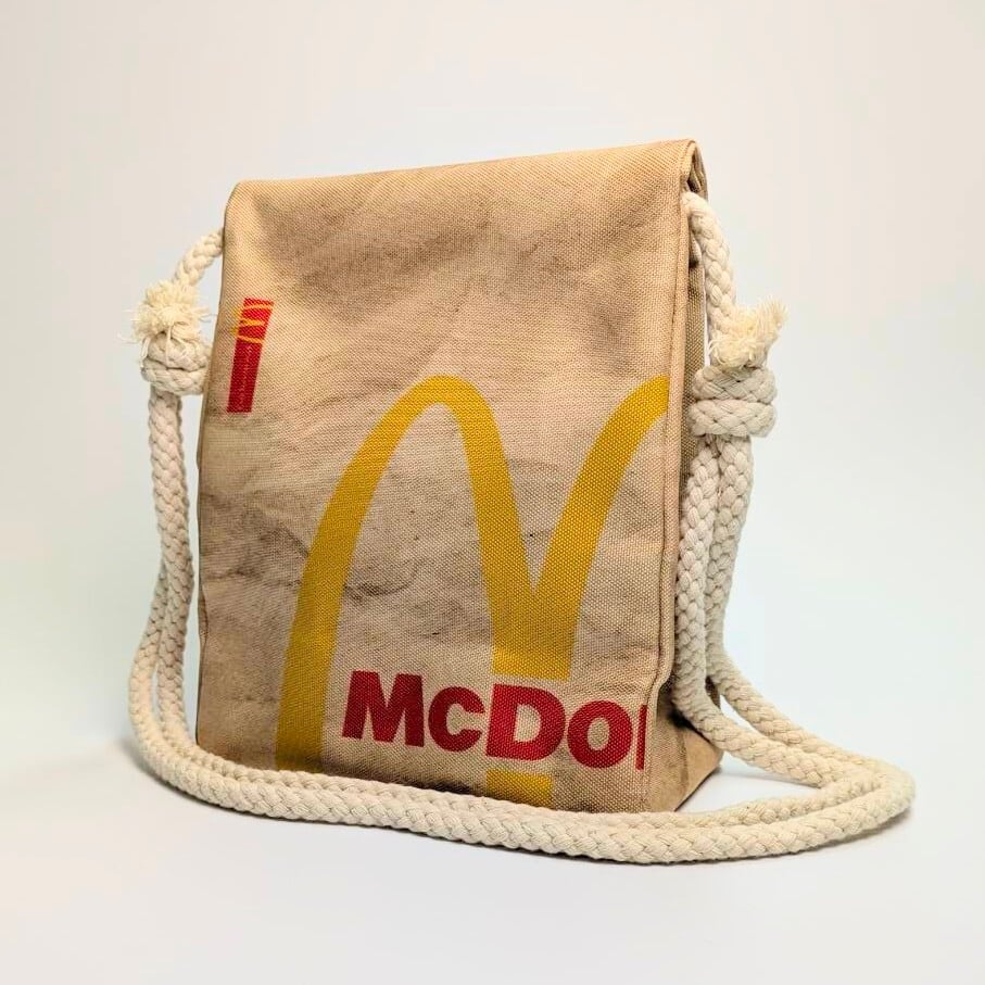♧ 再入荷！【 McDonald（マクドナルド）ロゴ 】ロープショルダーバッグ＊紙袋風 / Food Bag 〚アメリカン雑貨 アメトイ〛