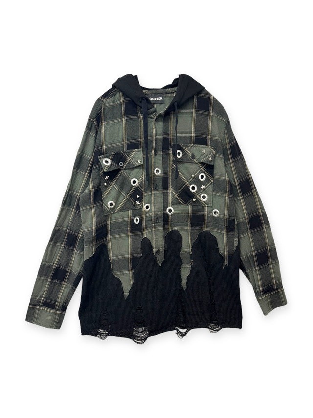 【DIMHNK】melt flannel hoodie