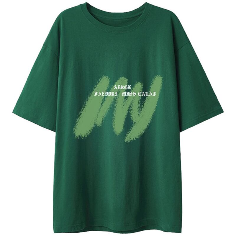 ダークグリーンコットン半袖Tシャツレディース夏のファッション