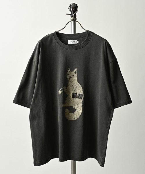 ATELANE  16OE Jersey Pigment - Cat Pattern (BLK) 26A-14053
