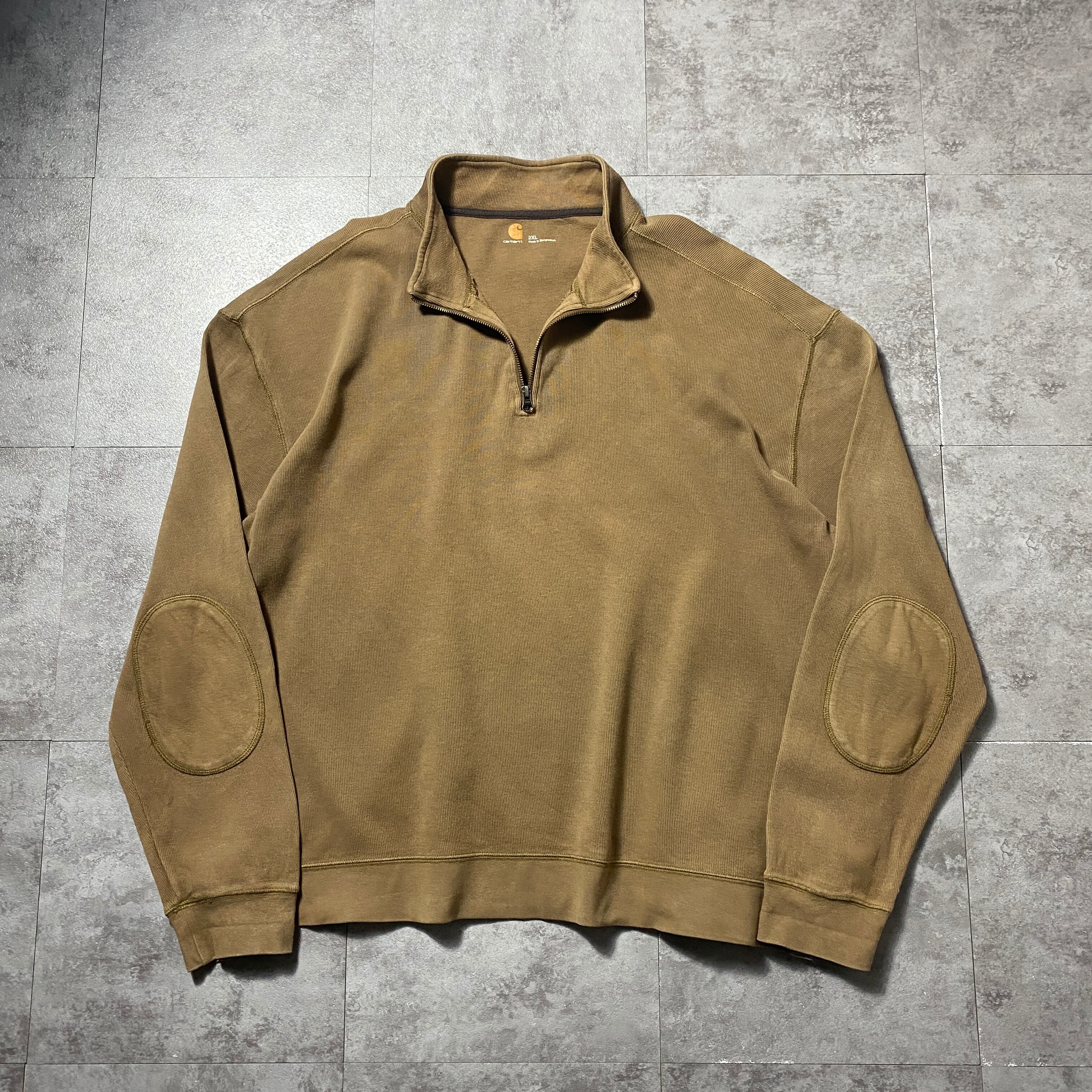 Size:2XL】carhartt カーハート ハーフジップ ブラウン スウェット