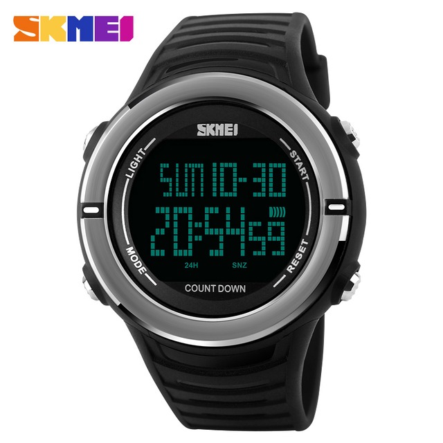 Skmei屋外スポーツ腕時計男性ファッション複数のタイムゾーンの時計50メートル防水週表示アラームデジタル腕時計1209