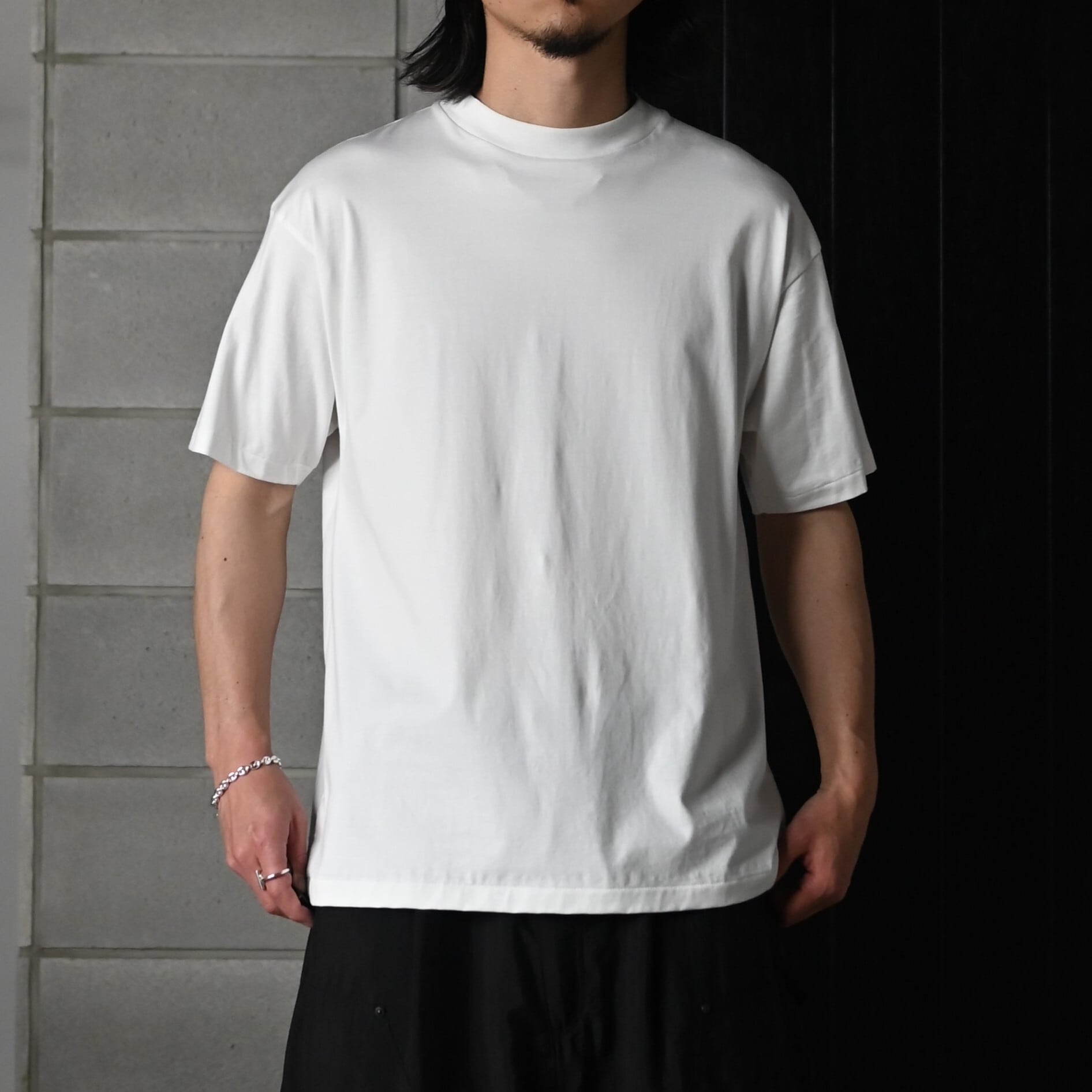 INTERIM / EXTRA FINE MERINO WOOL JERSEY HENRY OVER S/S TEE | GANKO