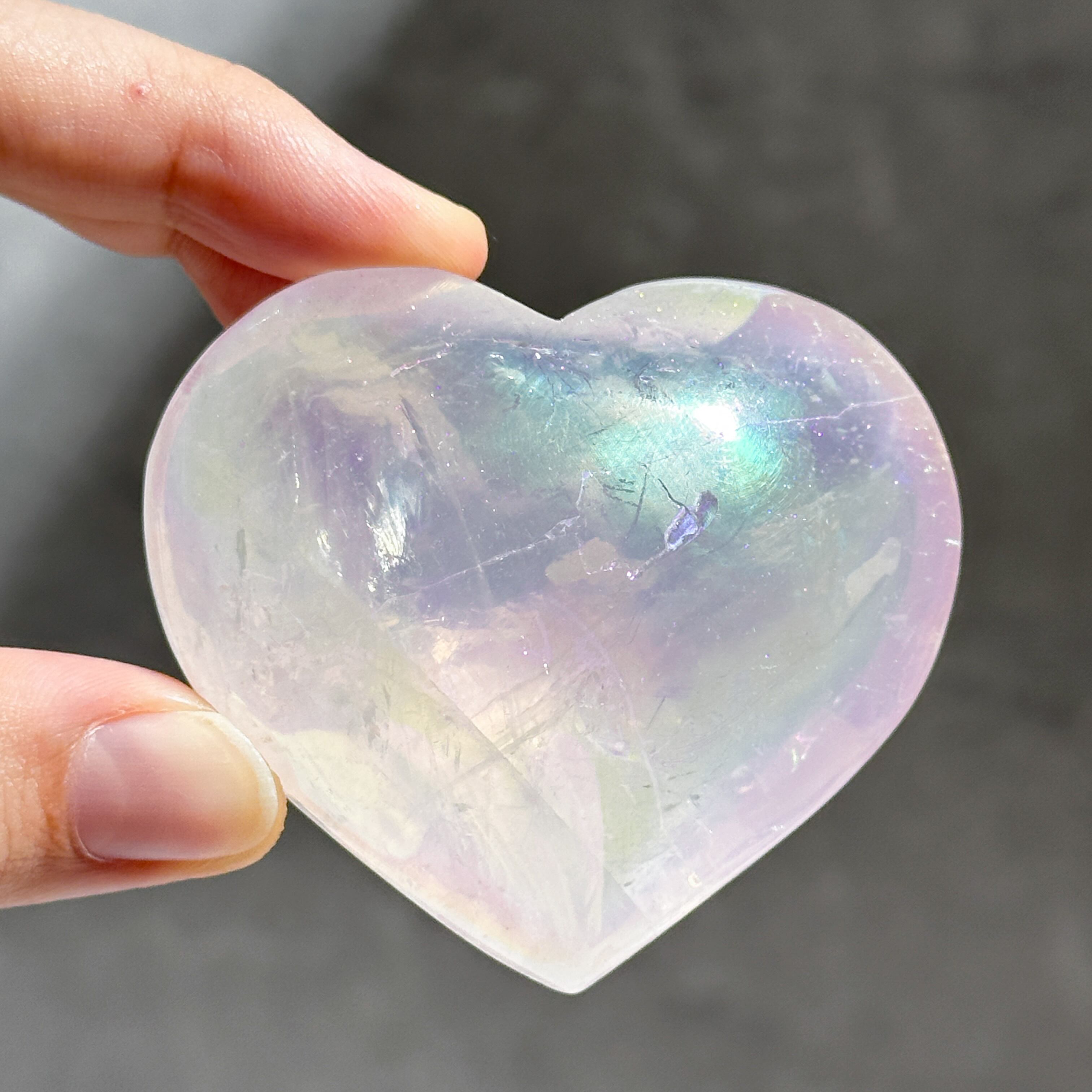 178g エンジェルオーラハートローズクォーツ 天然石 Aura Angel ハート01♡ ぷっくり♡Bigエンジェルオーラローズクォーツ パワーストーン 置物