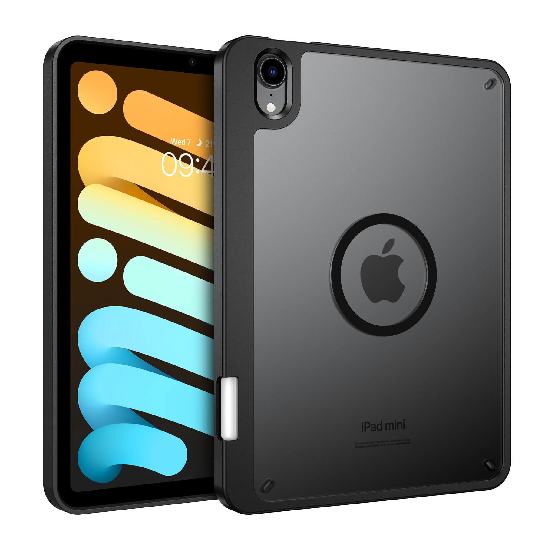 VENINGO iPad Mini 7(2024)/Mini 6(2021)専用ケース MagSafe対応 マグネット搭載 耐衝撃 黄変防止 指紋防止 薄型 一体感 着脱簡単 ペンシルホルダー付き ブラック
