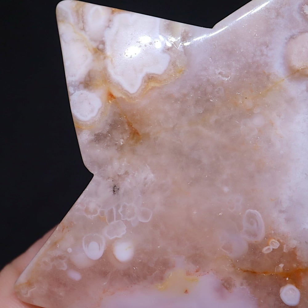 桜めのう お星様 瑪瑙 にぎり石 65.2g AG357 鉱物 原石 天然石