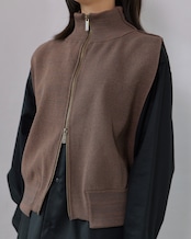 i’m here - Driver’s Knit Vest :Brown|前後スイッチ/ダブルファスナー/立体リンクス