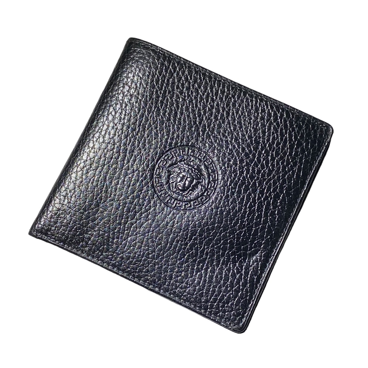 GIANNI VERSACE black leather bifold wallet