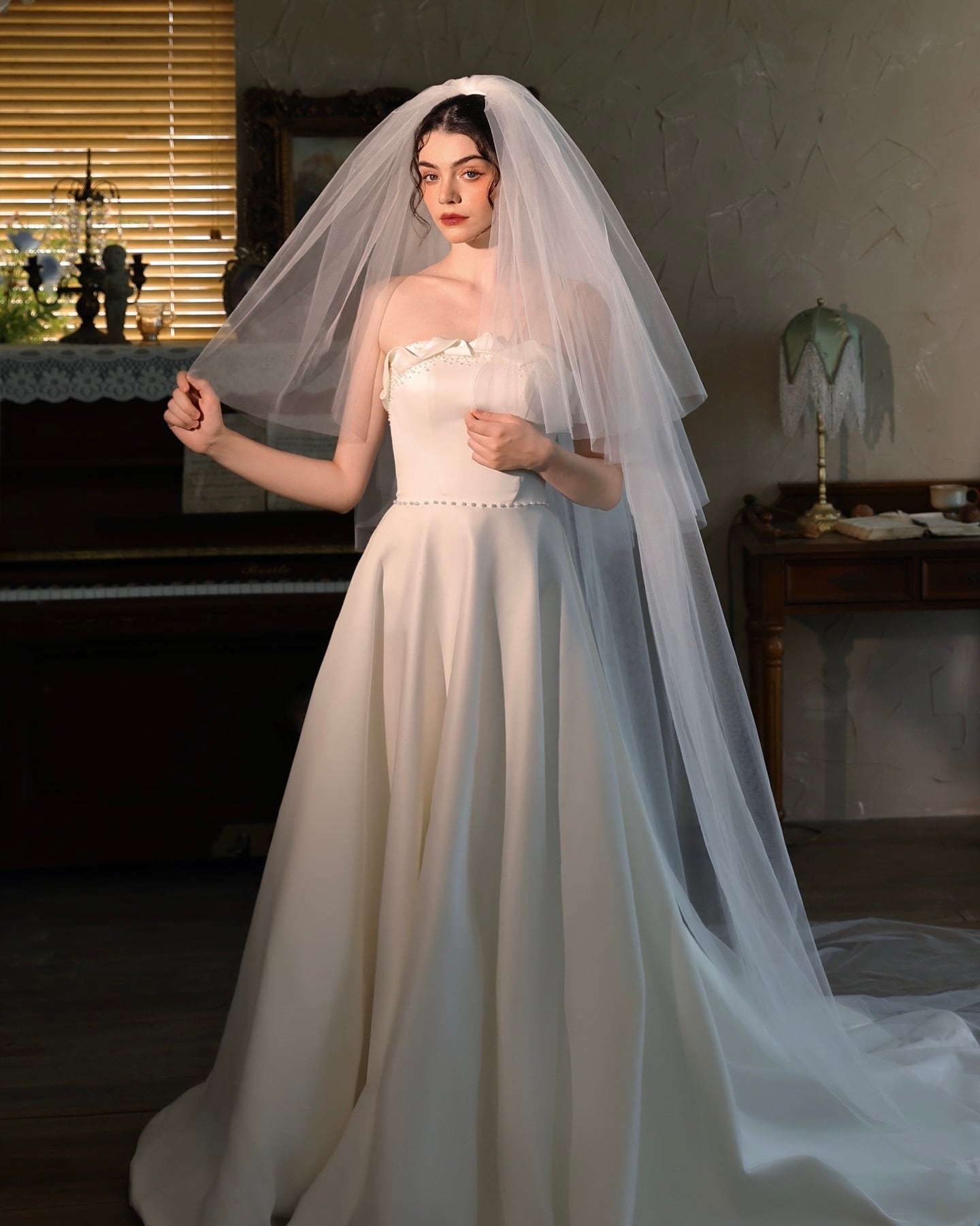 3層チュールボリュームロングベール【VL2511-08】 | ブライダル