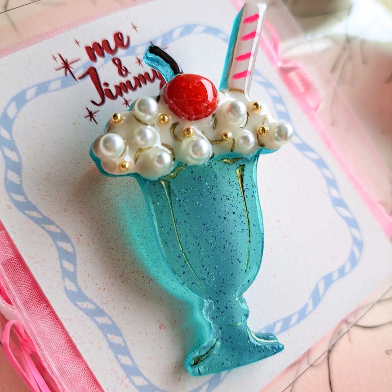 Blue cream soda brooch クリームソーダブローチ/Rockabilly