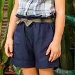 LINEN SHORT PANTS -ribbon belt-