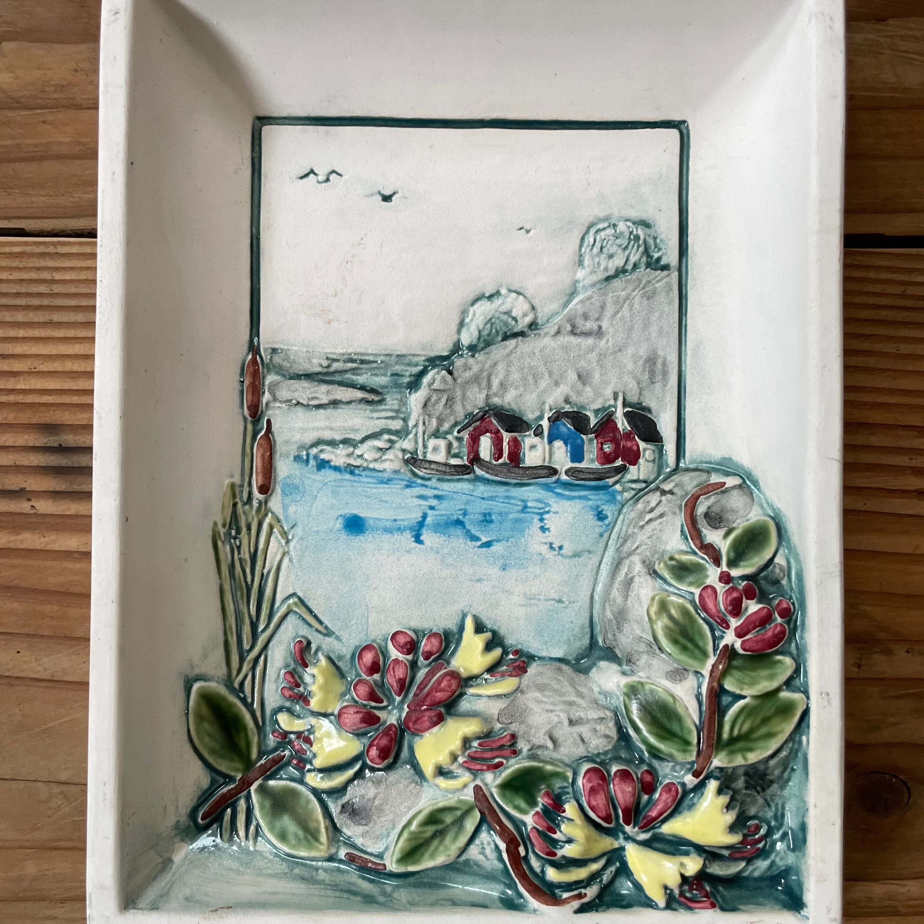 海辺の風景の陶板