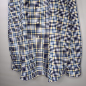 防シワ　エルエルビーン　コットン　BDシャツ　長袖　チェック　ポケット　青　黄